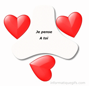 Gif animé je pense à toi coeurs